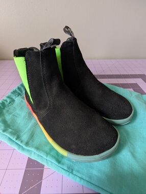 PaperKrane Skittles Neon Suede Chelsea Boots Kids Toddler Size 29 US 12 EUC